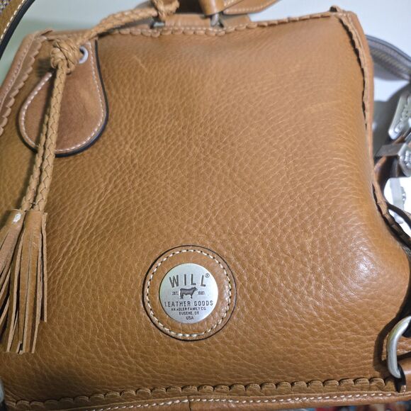Will Leather Goods Lubbock Backpack Tan Leather Western Silver Buckle Embroidery main image 15